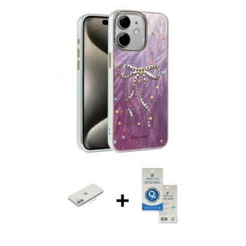 MARSİLYAN™- iPhone 11 Kılıf Zirve Modern Prime - Şeffaf Royal Nano Ekran Koruyucu + Renkli Kamera Lens Koruma Cam - PE