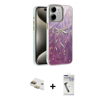 MARSİLYAN™- iPhone 11 Kılıf Zirve Modern Prime - Şeffaf Uv Polymer Nano Ekran Koruyucu + Pers Alüminyum Kamera Lens - GD