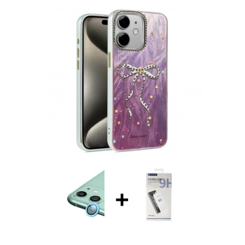 MARSİLYAN™- iPhone 11 Kılıf Zirve Modern Prime - Şeffaf Uv Polymer Nano Ekran Koruyucu + Raze Metal Kamera Lens - MI
