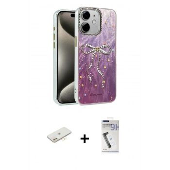 MARSİLYAN™- iPhone 11 Kılıf Zirve Modern Prime - Şeffaf Uv Polymer Nano Ekran Koruyucu + Renkli Kamera Lens Koruma Cam - SI