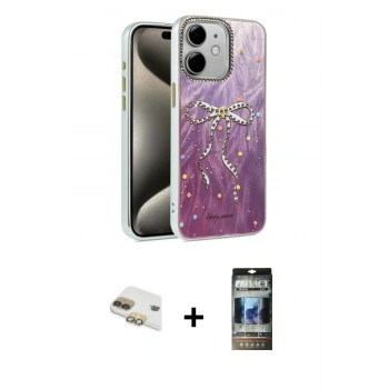 MARSİLYAN™- iPhone 11 Kılıf Zirve Modern Prime - Siyah 34D Hayalet Izgaralı Cam + Pers Alüminyum Kamera Lens - GD