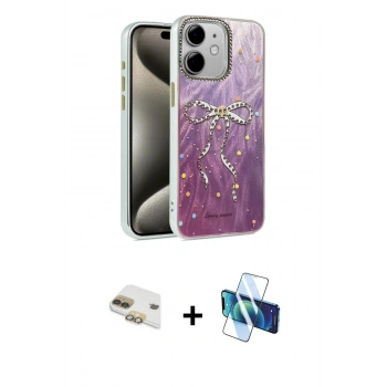 MARSİLYAN™- iPhone 11 Kılıf Zirve Modern Prime - Siyah 3D Antistatik Cam Ekran Koruyucu + Pers Alüminyum Kamera Lens - GD