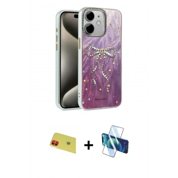 MARSİLYAN™- iPhone 11 Kılıf Zirve Modern Prime - Siyah 3D Antistatik Cam Ekran Koruyucu + Rainbow Kamera Lens Koruma Cam - KI