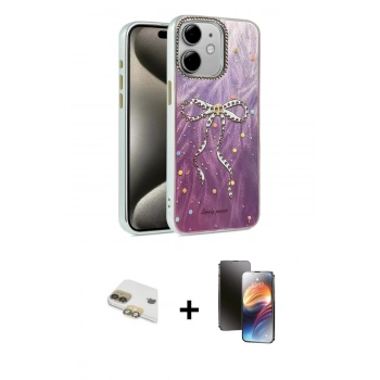 MARSİLYAN™- iPhone 11 Kılıf Zirve Modern Prime - Siyah 3D Antistatik Mat Seramik Nano Ekran Koruyucu + Pers Alüminyum Kamera Lens - GD