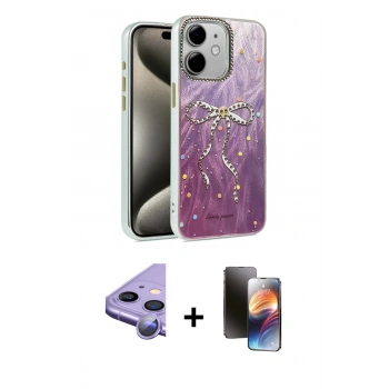 MARSİLYAN™- iPhone 11 Kılıf Zirve Modern Prime - Siyah 3D Antistatik Mat Seramik Nano Ekran Koruyucu + Raze Metal Kamera Lens - MR
