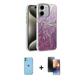 MARSİLYAN™- iPhone 11 Kılıf Zirve Modern Prime - Siyah 3D Antistatik Mat Seramik Nano Ekran Koruyucu + Neon Fosforlu Kamera Lens - YL