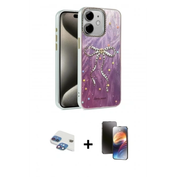 MARSİLYAN™- iPhone 11 Kılıf Zirve Modern Prime - Siyah 3D Antistatik Mat Seramik Nano Ekran Koruyucu + Pers Alüminyum Kamera Lens - GI