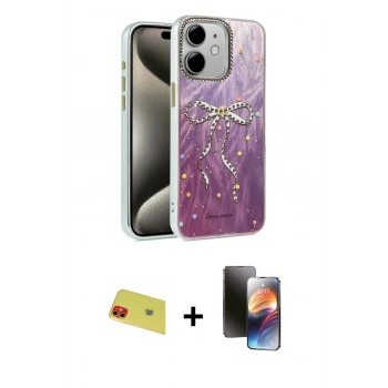 MARSİLYAN™- iPhone 11 Kılıf Zirve Modern Prime - Siyah 3D Antistatik Mat Seramik Nano Ekran Koruyucu + Rainbow Kamera Lens Koruma Cam - KI