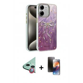 MARSİLYAN™- iPhone 11 Kılıf Zirve Modern Prime - Siyah 3D Antistatik Mat Seramik Nano Ekran Koruyucu + Raze Metal Kamera Lens - KI