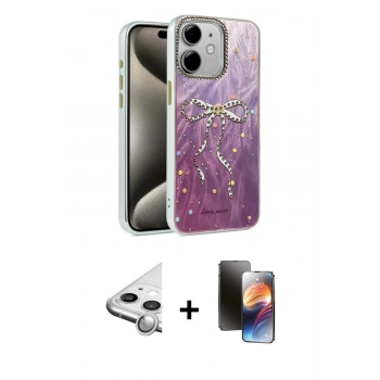 MARSİLYAN™- iPhone 11 Kılıf Zirve Modern Prime - Siyah 3D Antistatik Mat Seramik Nano Ekran Koruyucu + Raze Metal Kamera Lens - GS