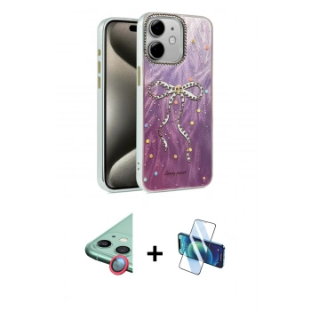 MARSİLYAN™- iPhone 11 Kılıf Zirve Modern Prime - Siyah 3D Antistatik Seramik Nano Ekran Koruyucu + Raze Metal Kamera Lens - KI