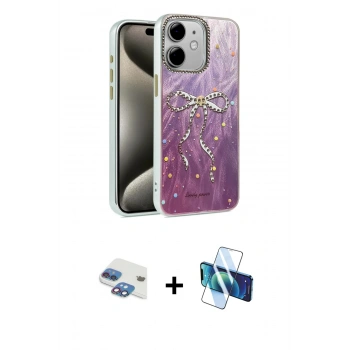MARSİLYAN™- iPhone 11 Kılıf Zirve Modern Prime - Siyah 3D Antistatik Seramik Nano Ekran Koruyucu + Pers Alüminyum Kamera Lens - GI