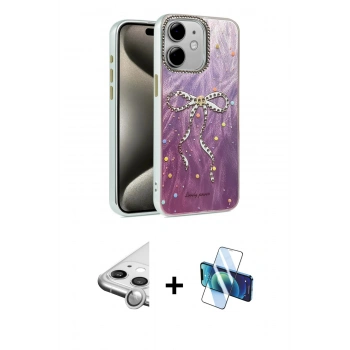 MARSİLYAN™- iPhone 11 Kılıf Zirve Modern Prime - Siyah 3D Antistatik Seramik Nano Ekran Koruyucu + Raze Metal Kamera Lens - GS