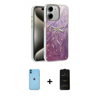 MARSİLYAN™- iPhone 11 Kılıf Zirve Modern Prime - Siyah 6D Antistatik Mat Seramik Hayalet Nano Ekran Koruyucu + Neon Fosforlu Kamera Lens - MI
