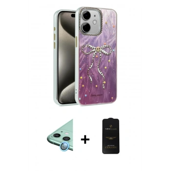 MARSİLYAN™- iPhone 11 Kılıf Zirve Modern Prime - Siyah 6D Antistatik Mat Seramik Hayalet Nano Ekran Koruyucu + Raze Metal Kamera Lens - MI