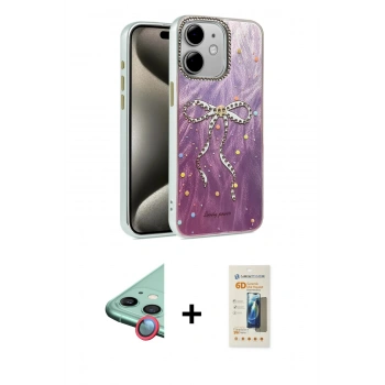 MARSİLYAN™- iPhone 11 Kılıf Zirve Modern Prime - Siyah 6D Mat Seramik Hayalet Nano Ekran Koruyucu + Raze Metal Kamera Lens - KI