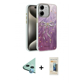 MARSİLYAN™- iPhone 11 Kılıf Zirve Modern Prime - Siyah 6D Mat Seramik Hayalet Nano Ekran Koruyucu + Raze Metal Kamera Lens - MI