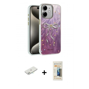 MARSİLYAN™- iPhone 11 Kılıf Zirve Modern Prime - Siyah 6D Mat Seramik Hayalet Nano Ekran Koruyucu + Renkli Kamera Lens Koruma Cam - SI