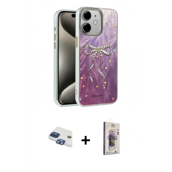 MARSİLYAN™- iPhone 11 Kılıf Zirve Modern Prime - Siyah Bilvis 3D Cam Ekran Koruyucu + Pers Alüminyum Kamera Lens - LT