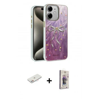MARSİLYAN™- iPhone 11 Kılıf Zirve Modern Prime - Siyah Bilvis 3D Cam Ekran Koruyucu + Renkli Kamera Lens Koruma Cam - PE