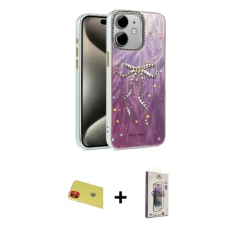 MARSİLYAN™- iPhone 11 Kılıf Zirve Modern Prime - Siyah Bilvis 3D Cam Ekran Koruyucu + Rainbow Kamera Lens Koruma Cam - KI
