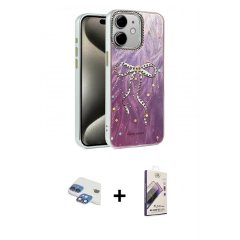 MARSİLYAN™- iPhone 11 Kılıf Zirve Modern Prime - Siyah Bilvis 3D Mat Cam Ekran Koruyucu + Pers Alüminyum Kamera Lens - GI