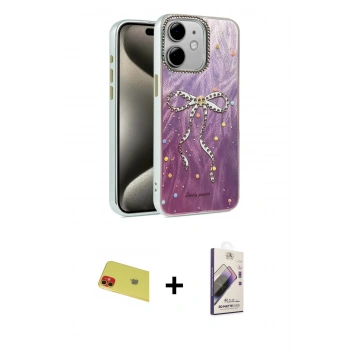 MARSİLYAN™- iPhone 11 Kılıf Zirve Modern Prime - Siyah Bilvis 3D Mat Cam Ekran Koruyucu + Rainbow Kamera Lens Koruma Cam - KI