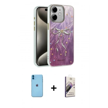 MARSİLYAN™- iPhone 11 Kılıf Zirve Modern Prime - Siyah Bilvis 3D Mat Cam Ekran Koruyucu + Neon Fosforlu Kamera Lens - MI