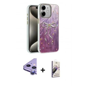 MARSİLYAN™- iPhone 11 Kılıf Zirve Modern Prime - Siyah Bilvis 3D Mat Cam Ekran Koruyucu + Raze Metal Kamera Lens - MR