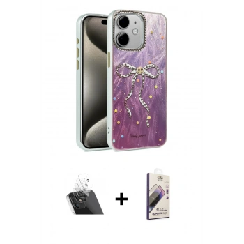 MARSİLYAN™- iPhone 11 Kılıf Zirve Modern Prime - Siyah Bilvis 3D Mat Cam Ekran Koruyucu + Kamera Lens Koruma Cam - SF