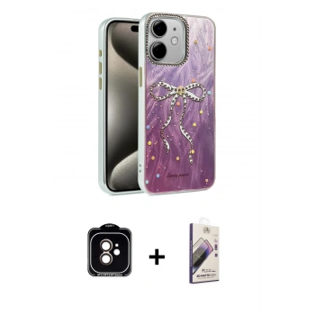 MARSİLYAN™- iPhone 11 Kılıf Zirve Modern Prime - Siyah Bilvis 3D Mat Cam Ekran Koruyucu + PVD Metal Kamera Lens - TU