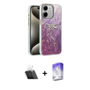 MARSİLYAN™- iPhone 11 Kılıf Zirve Modern Prime - Siyah Bilvis 5in1 3D Magic Cam Ekran Koruyucu + Kamera Lens Koruma Cam - SF