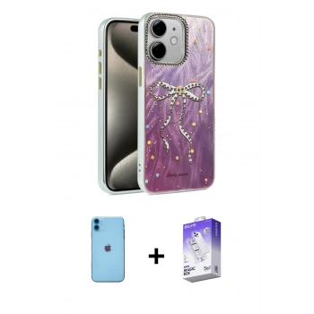 MARSİLYAN™- iPhone 11 Kılıf Zirve Modern Prime - Siyah Bilvis 5in1 3D Magic Cam Ekran Koruyucu + Neon Fosforlu Kamera Lens - MI
