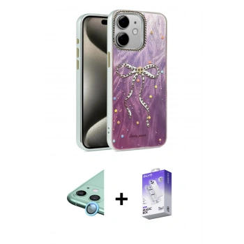 MARSİLYAN™- iPhone 11 Kılıf Zirve Modern Prime - Siyah Bilvis 5in1 3D Magic Cam Ekran Koruyucu + Raze Metal Kamera Lens - MI