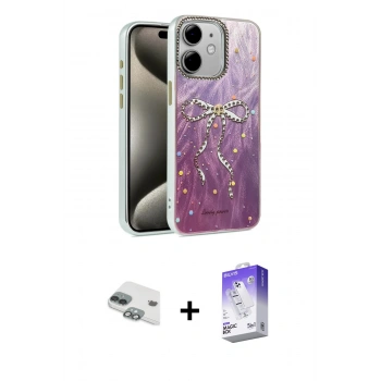 MARSİLYAN™- iPhone 11 Kılıf Zirve Modern Prime - Siyah Bilvis 5in1 3D Magic Cam Ekran Koruyucu + Pers Alüminyum Kamera Lens - YL