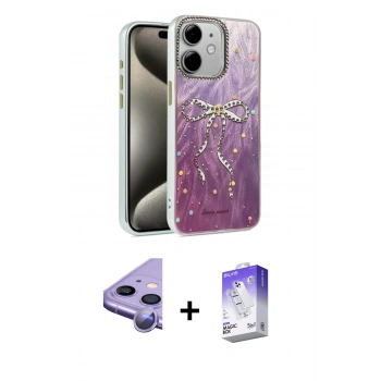 MARSİLYAN™- iPhone 11 Kılıf Zirve Modern Prime - Siyah Bilvis 5in1 3D Magic Cam Ekran Koruyucu + Raze Metal Kamera Lens - MR