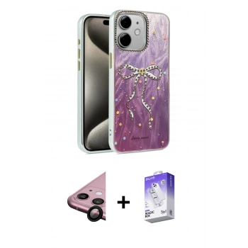 MARSİLYAN™- iPhone 11 Kılıf Zirve Modern Prime - Siyah Bilvis 5in1 3D Magic Cam Ekran Koruyucu + Raze Metal Kamera Lens - SH