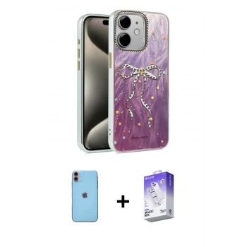 MARSİLYAN™- iPhone 11 Kılıf Zirve Modern Prime - Siyah Bilvis 5in1 3D Magic Cam Ekran Koruyucu + Neon Fosforlu Kamera Lens - TU