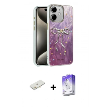 MARSİLYAN™- iPhone 11 Kılıf Zirve Modern Prime - Siyah Bilvis 5in1 3D Magic Cam Ekran Koruyucu + Renkli Kamera Lens Koruma Cam - TU