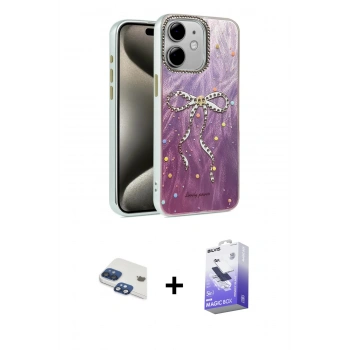 MARSİLYAN™- iPhone 11 Kılıf Zirve Modern Prime - Siyah Bilvis 5in1 5D Magic Hayalet Cam Ekran Koruyucu + Pers Alüminyum Kamera Lens - LT