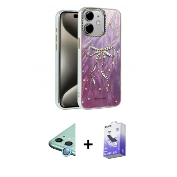 MARSİLYAN™- iPhone 11 Kılıf Zirve Modern Prime - Siyah Bilvis 5in1 5D Magic Hayalet Cam Ekran Koruyucu + Raze Metal Kamera Lens - MI