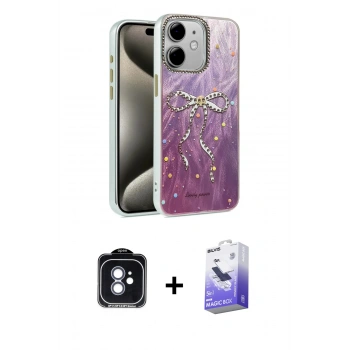 MARSİLYAN™- iPhone 11 Kılıf Zirve Modern Prime - Siyah Bilvis 5in1 5D Magic Hayalet Cam Ekran Koruyucu + PVD Metal Kamera Lens - MI