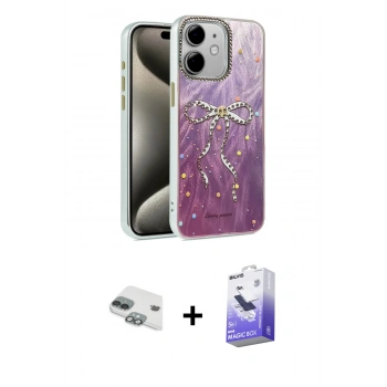 MARSİLYAN™- iPhone 11 Kılıf Zirve Modern Prime - Siyah Bilvis 5in1 5D Magic Hayalet Cam Ekran Koruyucu + Pers Alüminyum Kamera Lens - YL