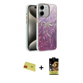 MARSİLYAN™- iPhone 11 Kılıf Zirve Modern Prime - Siyah Buffer Cam Ekran Koruyucu + Rainbow Kamera Lens Koruma Cam - KI