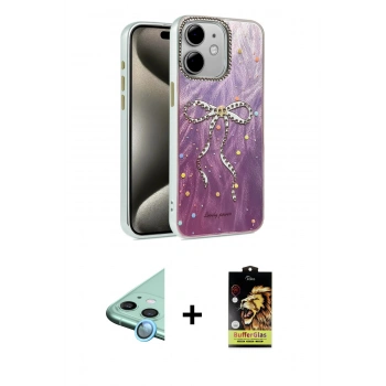 MARSİLYAN™- iPhone 11 Kılıf Zirve Modern Prime - Siyah Buffer Cam Ekran Koruyucu + Raze Metal Kamera Lens - MI