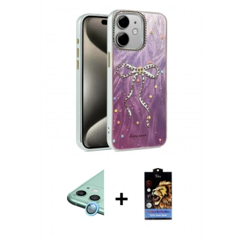 MARSİLYAN™- iPhone 11 Kılıf Zirve Modern Prime - Siyah Buffer Hayalet Cam Ekran Koruyucu + Raze Metal Kamera Lens - MI