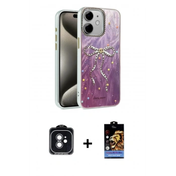 MARSİLYAN™- iPhone 11 Kılıf Zirve Modern Prime - Siyah Buffer Hayalet Cam Ekran Koruyucu + PVD Metal Kamera Lens - SH