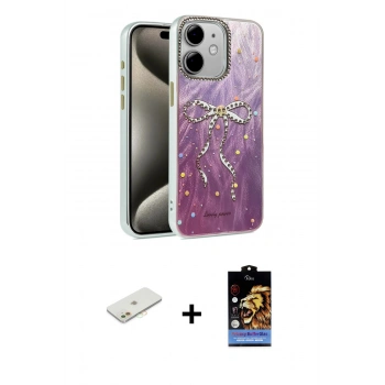 MARSİLYAN™- iPhone 11 Kılıf Zirve Modern Prime - Siyah Buffer Hayalet Cam Ekran Koruyucu + Renkli Kamera Lens Koruma Cam - TU