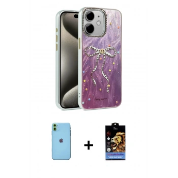 MARSİLYAN™- iPhone 11 Kılıf Zirve Modern Prime - Siyah Buffer Hayalet Cam Ekran Koruyucu + Neon Fosforlu Kamera Lens - YL
