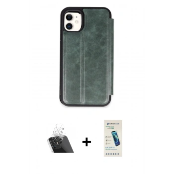 MARSİLYAN™- iPhone 11 Kılıf Zirve Yansıma Serisi - Şeffaf Pasifik Cam Ekran Koruyucu + Kamera Lens Koruma Cam - SF